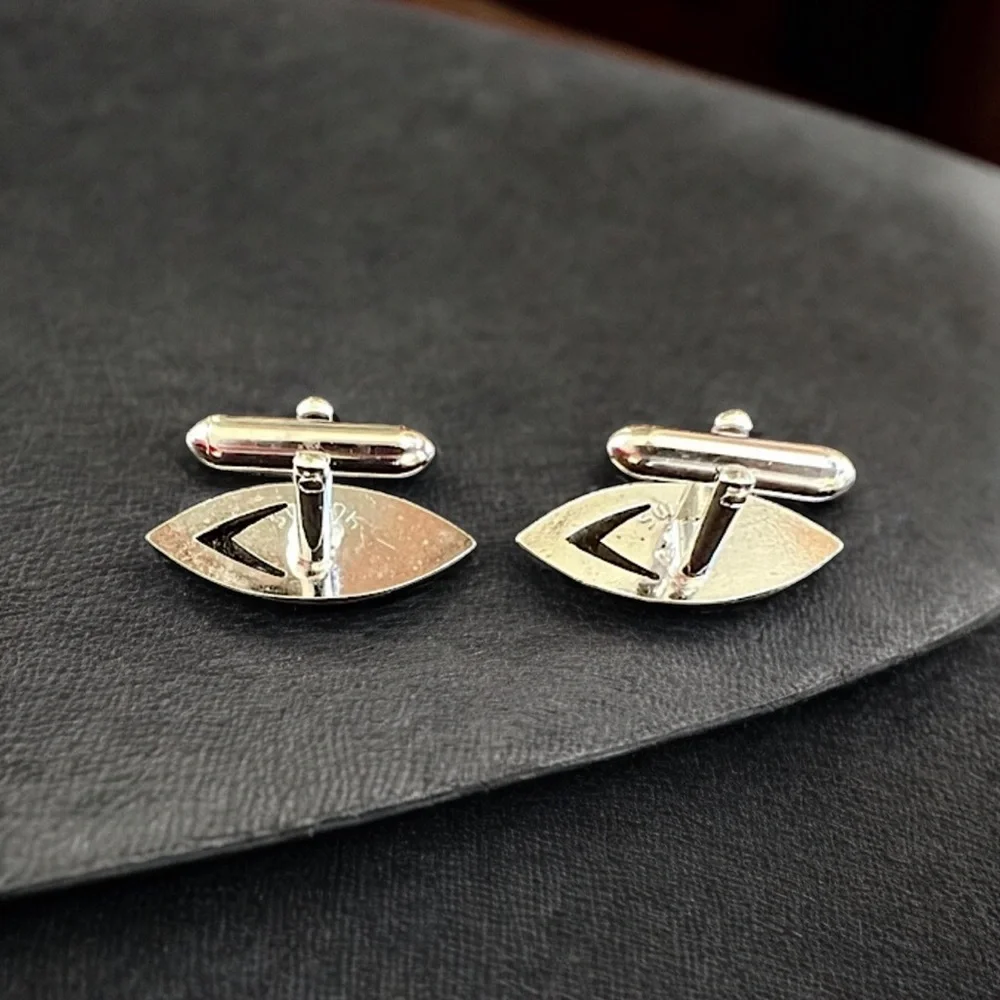 VTG SWANK Silver Art Deco Cufflinks Wedding Groom Tuxedo Prom Minimalist Formal